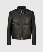Grain Blouson Contrast Leather Jacket | Trendy Leather Jackets