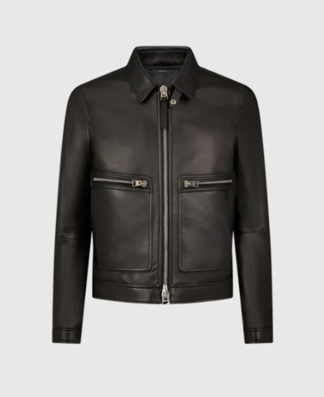 Grain Blouson Contrast Leather Jacket | Trendy Leather Jackets