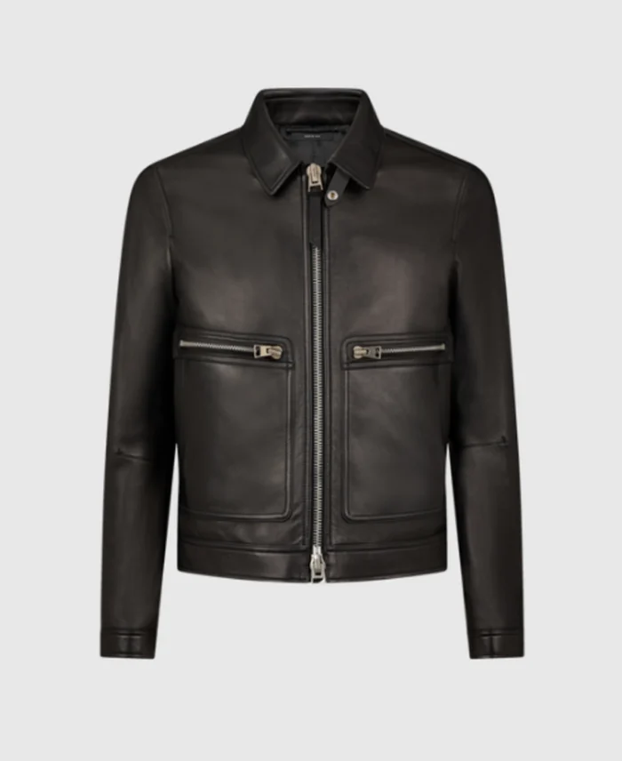 Grain Blouson Contrast Leather Jacket | Trendy Leather Jackets