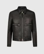 Grain Blouson Contrast Leather Jacket | Trendy Leather Jackets
