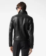 Grain Blouson Contrast Leather Jacket | Trendy Leather Jackets