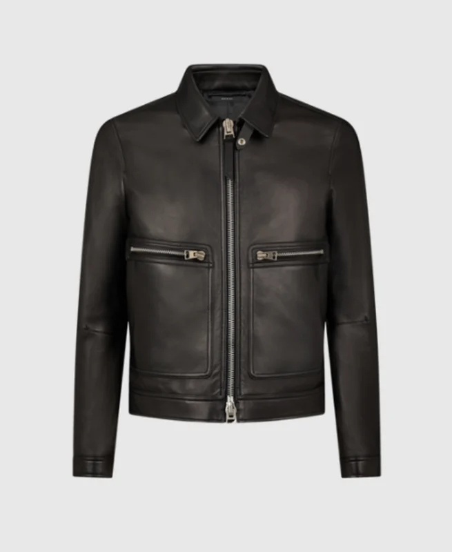 Grain Blouson Contrast Leather Jacket | Trendy Leather Jackets