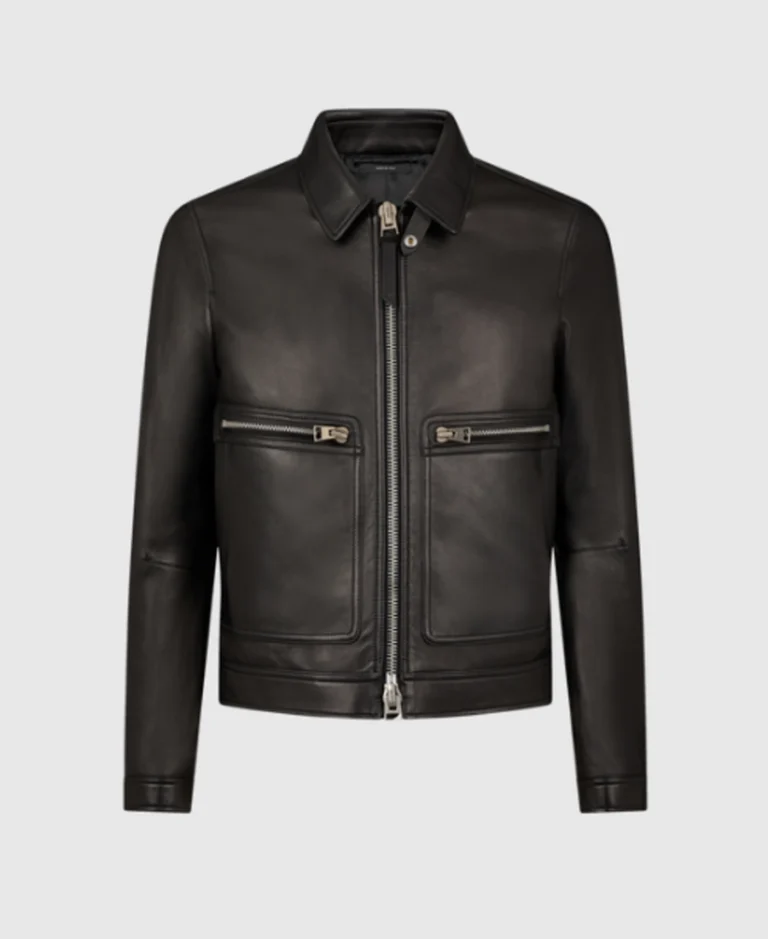 Grain Blouson Contrast Leather Jacket | Trendy Leather Jackets