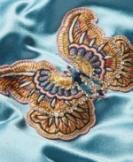 GUCCI Blue Embroidered Silk Bomber Jacket | Trendy Leather Jackets