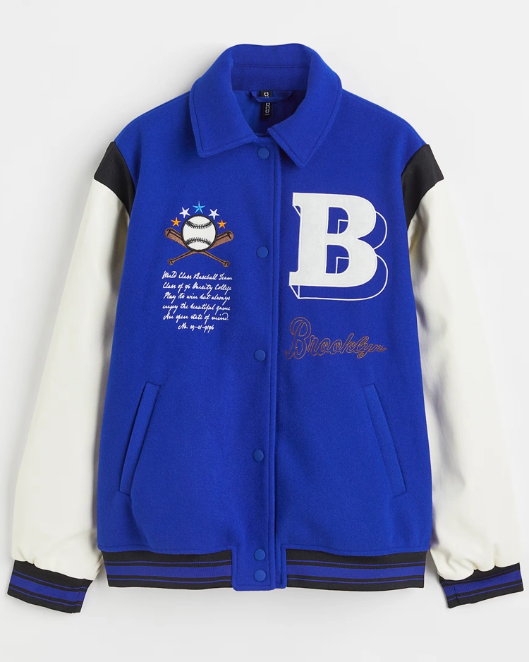 H&M Brooklyn Baseball Varsity Jacket | Trendy Leather Jackets