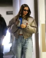 Hailey Bieber Beverly Hills Beige Jacket | Trendy Leather Jackets