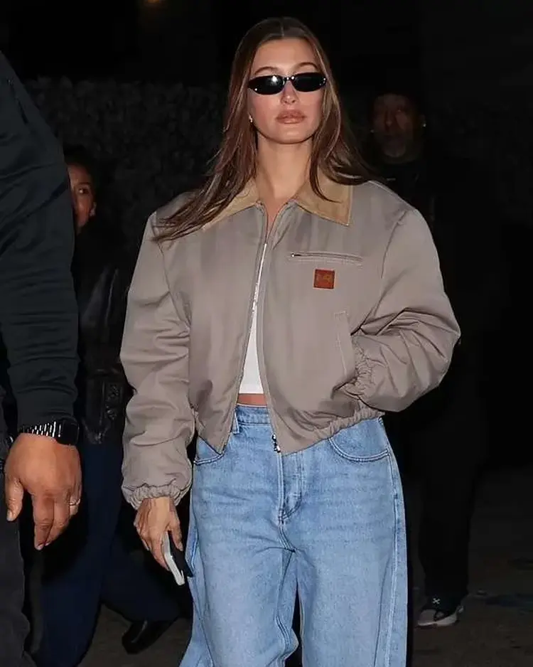 Hailey Bieber Beverly Hills Beige Jacket | Trendy Leather Jackets