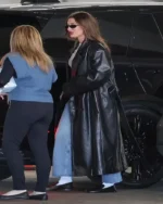 Hailey Bieber Long Leather Coat | Trendy Leather Jackets