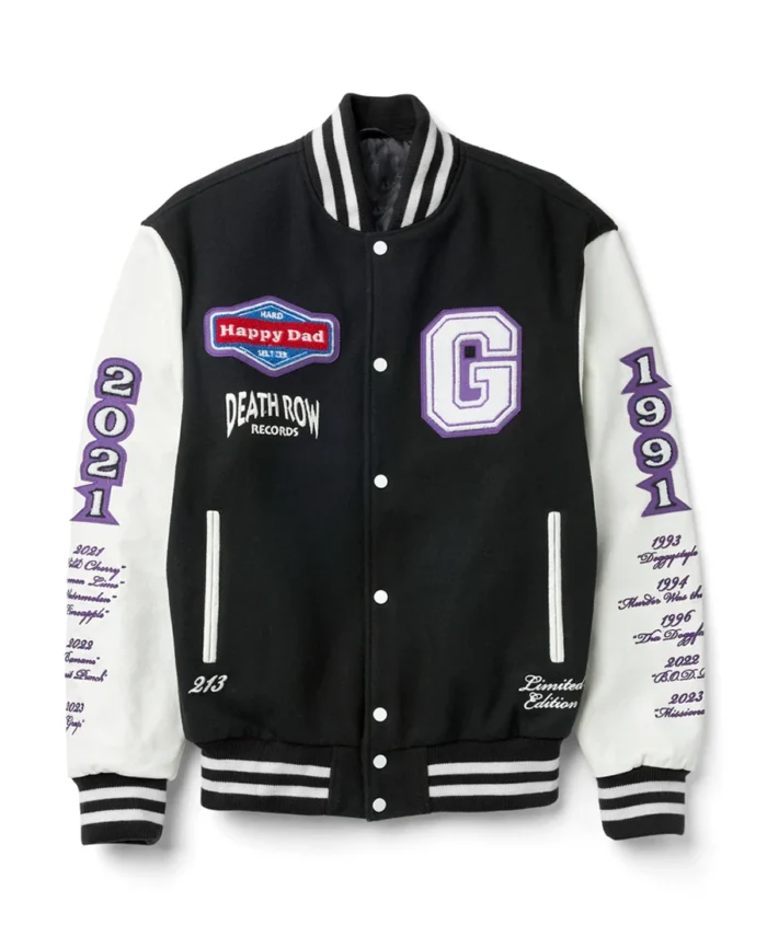 Happy Dad Death Row Varsity Jacket | Trendy Leather Jackets