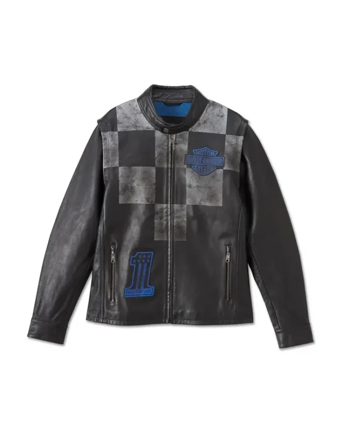 Harley Davidson Blue Steel Convertible Jacket | Trendy Leather Jackets