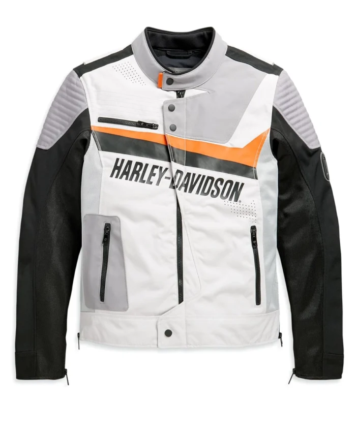 Harley-Davidson Cruiser Textile White Motorcycle Jacket | Trendy Leather Jackets