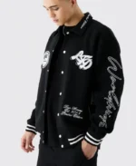 Harrington Oversized Embroidered Jersey Bomber Jacket | Trendy Leather Jackets