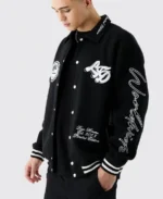 Harrington Oversized Embroidered Jersey Bomber Jacket | Trendy Leather Jackets