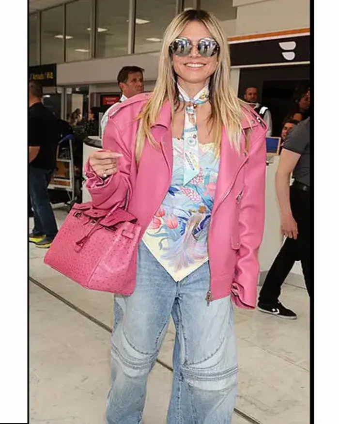 Heidi Klum Pink Leather Jacket | Trendy Leather Jackets