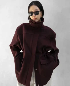 Holbeck Field Burgundy Wool Jacket | Trendy Leather Jackets