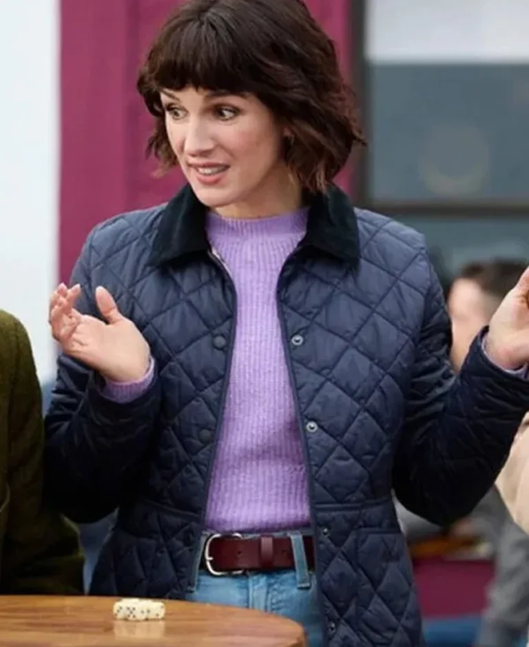 Irish Shenae Grimes-Beech Blue Quilted Jacket | Trendy Leather Jackets