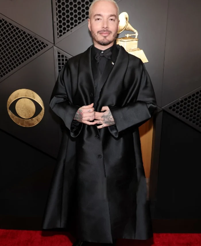 J Balvin Grammys Red Carpet Black long Coat | Trendy Leather Jackets