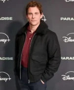 James Marsden Paradise 2025 Black Fur Bomber Jacket | Trendy Leather Jackets