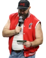 Jason Kelce New Heights Live Show Red Vest | Trendy Leather Jackets
