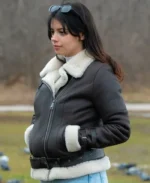 Jayne's Brown B3 Bomber Shearling Aviator Jacket | Trendy Leather Jackets