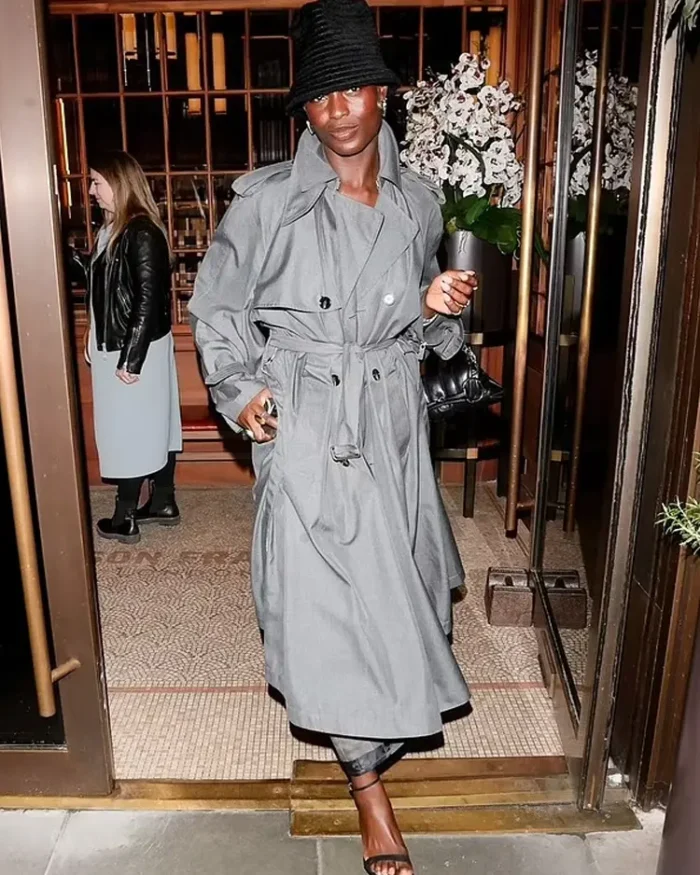 Jodie Turner-Smith Grey trench Coat | Trendy Leather Jackets