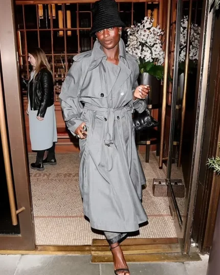 Jodie Turner-Smith Grey trench Coat | Trendy Leather Jackets