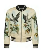 John Legend Embellished Bird Print Bomber Jacket | Trendy Leather Jackets