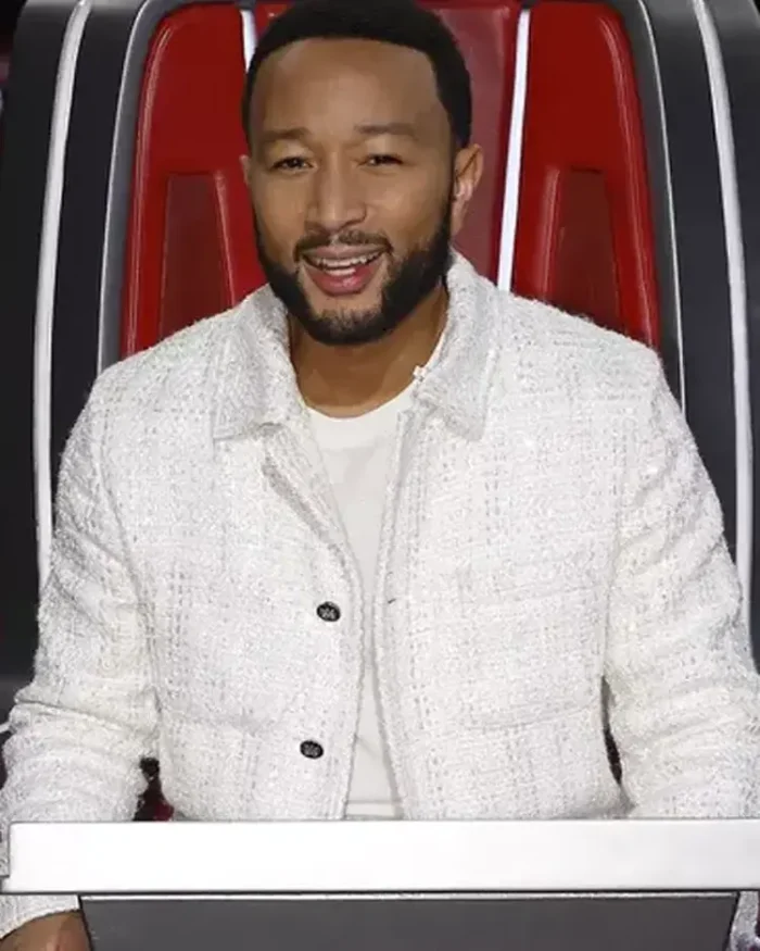John Legend The Voice Season 26 White Corduroy Suit | Trendy Leather Jackets