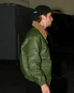 Justin Bieber 2024 Green Leather Jacket | Trendy Leather Jackets