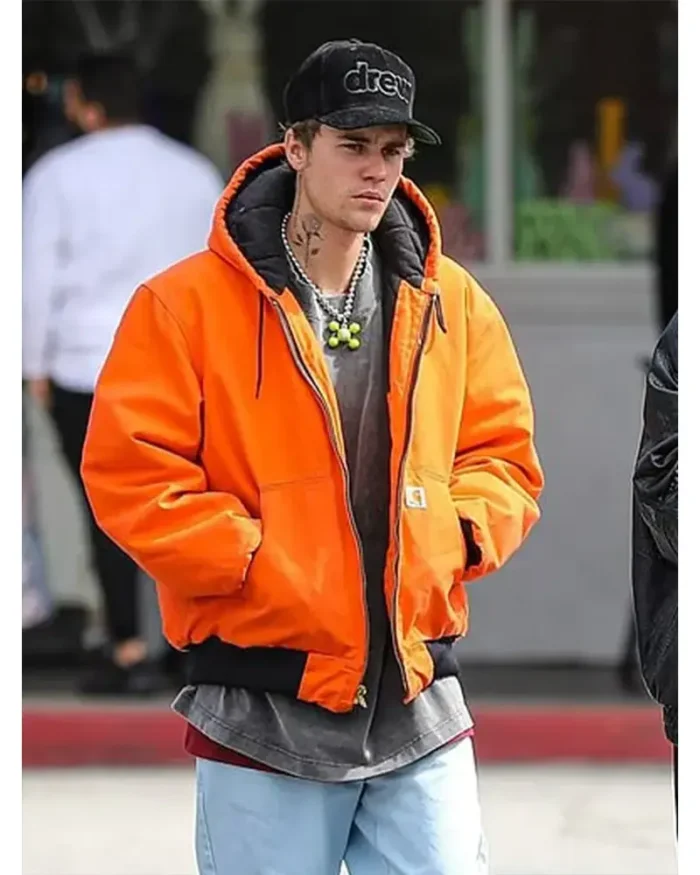 Justin Bieber Orange Hooded Jacket