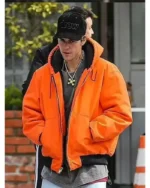 Justin Bieber Orange Hooded Jacket