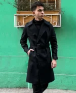 Kale Men's Black Trench Coat | Trendy Leather Jackets