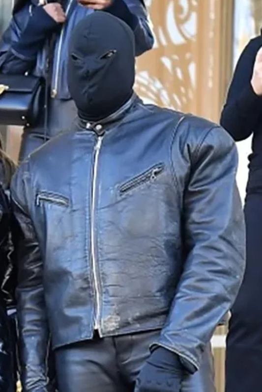 Kanye West Cafe racer black Leather Jacket | Trendy Leather Jackets