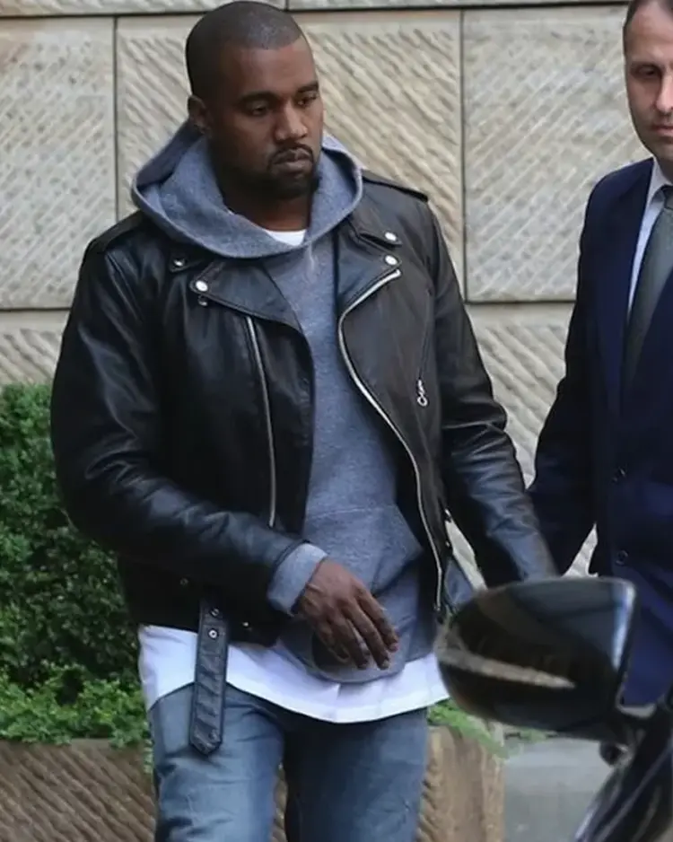 Kanye West Classic Style Collar Real Leather Jacket | Trendy Leather Jackets