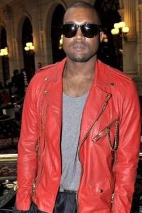 Kanye West Red Biker genuine Leather Jacket | Trendy Leather Jackets
