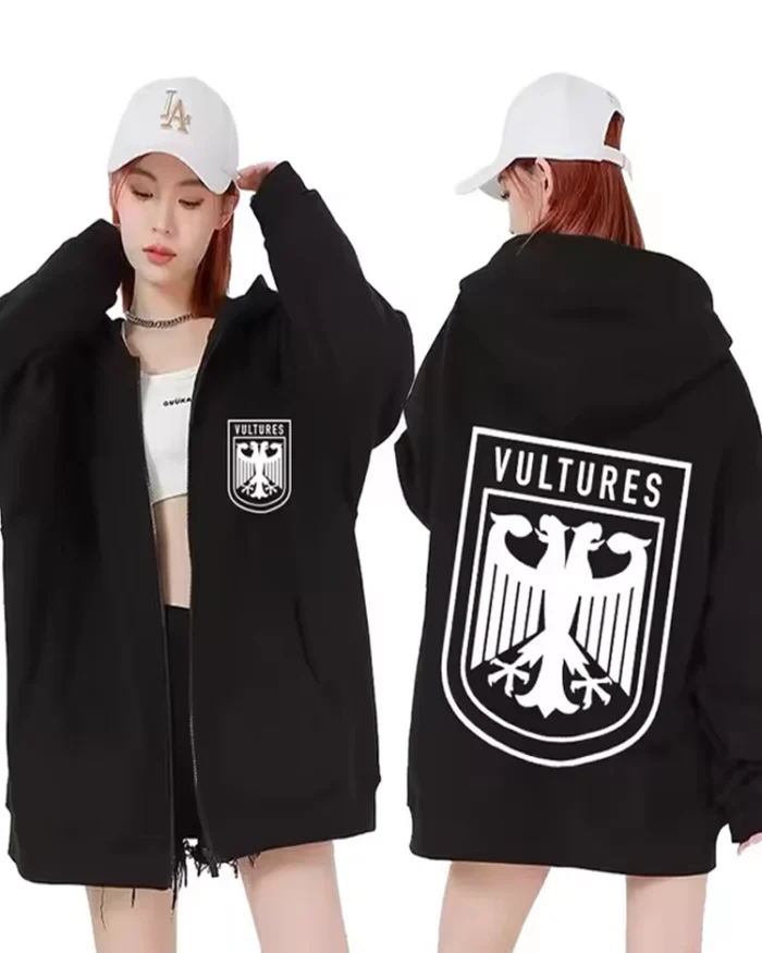 Kanye West Vultures Logo Zipper Hoodie | Trendy Leather Jackets