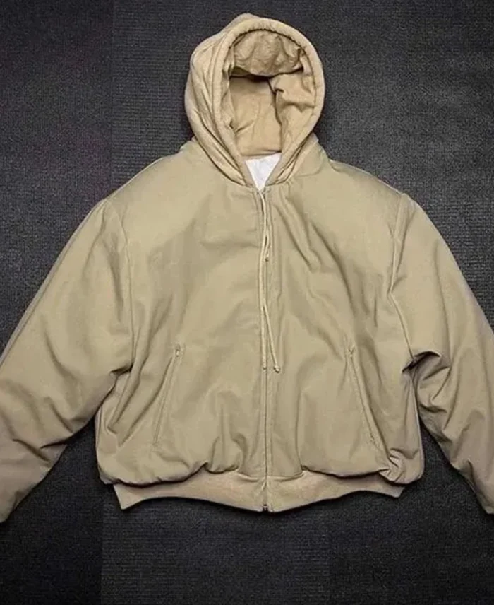 Kanye West Yeezy Pixar Bomber Beige Cotton Hooded Jacket | Trendy Leather Jackets