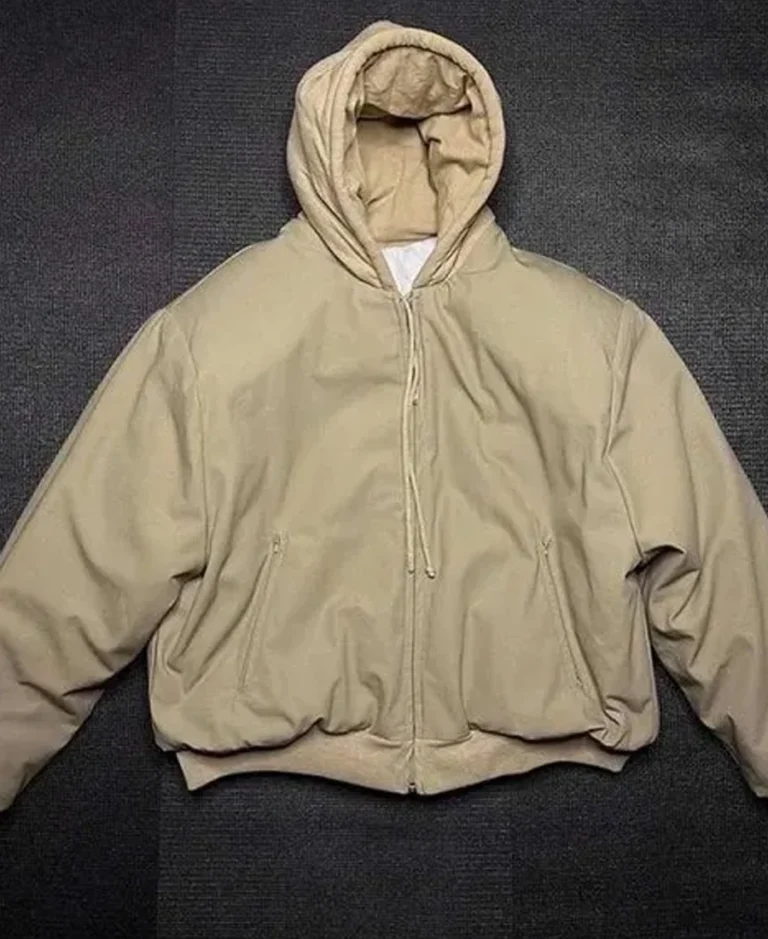 Kanye West Yeezy Pixar Bomber Beige Cotton Hooded Jacket | Trendy Leather Jackets