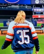Kate Upton Houston Astros Verlander Satin jacket | Trendy Leather Jackets