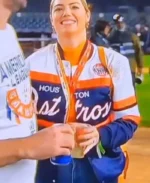 Kate Upton Houston Astros Verlander Satin jacket | Trendy Leather Jackets