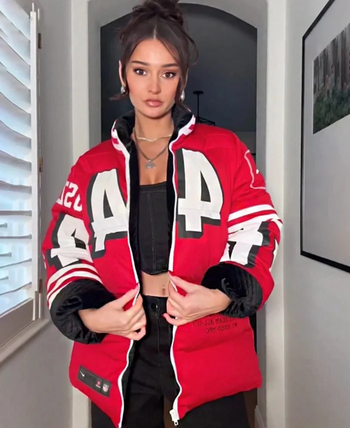 Kristin Juszczyk 49ers Puffer Jacket | Trendy Leather Jackets