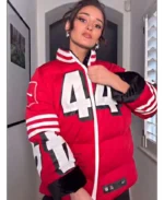 Kristin Juszczyk 49ers Puffer Jacket | Trendy Leather Jackets