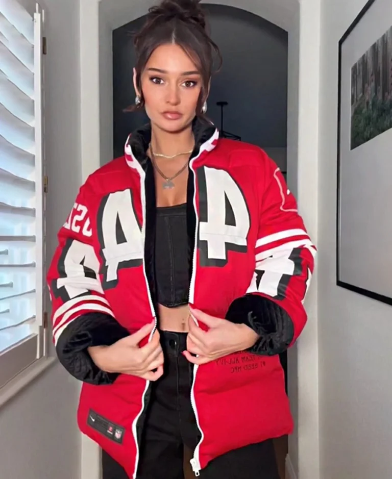 Kristin Juszczyk 49ers Puffer Jacket | Trendy Leather Jackets