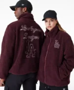 LA Dodgers MLB Dark Purple Sherpa Jacket | Trendy Leather Jackets