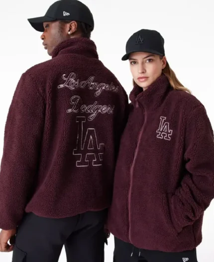LA Dodgers MLB Dark Purple Sherpa Jacket | Trendy Leather Jackets