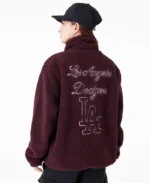 LA Dodgers MLB Dark Purple Sherpa Jacket | Trendy Leather Jackets