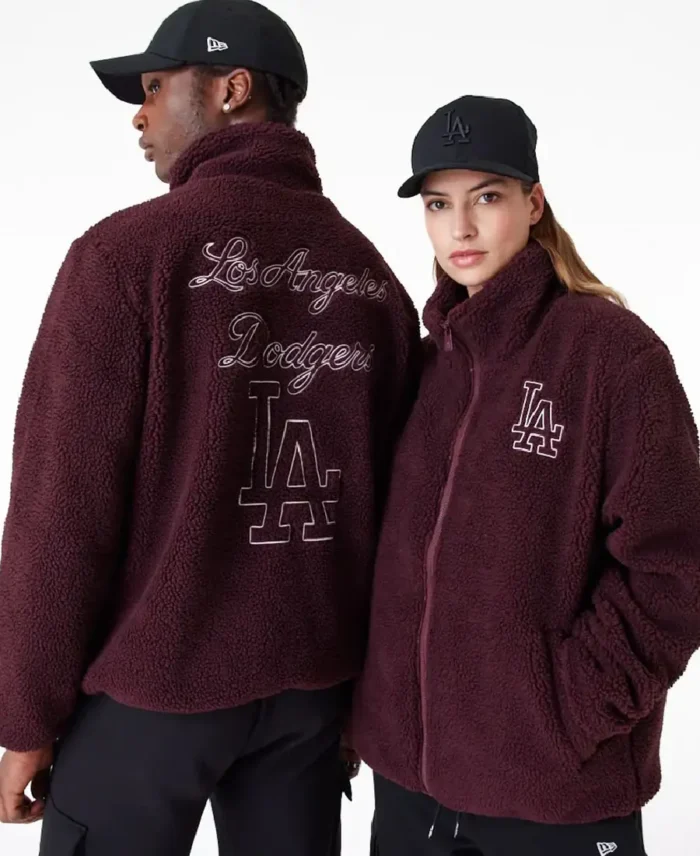 LA Dodgers MLB Dark Purple Sherpa Jacket | Trendy Leather Jackets