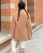 Lace Made Autumn Apricot Wool Coat | Trendy Leather Jackets