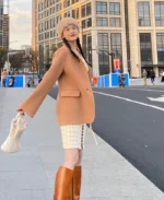 Lace Made Autumn Apricot Wool Coat | Trendy Leather Jackets
