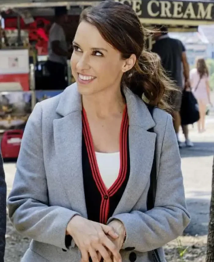 Lacey Chabert Christmas in Rome Grey Coat | Trendy Leather Jackets